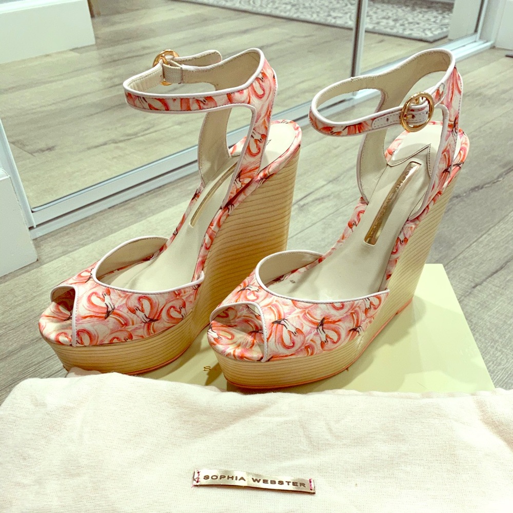 Sophia Webster Wedges size 38 Flamingo Frill